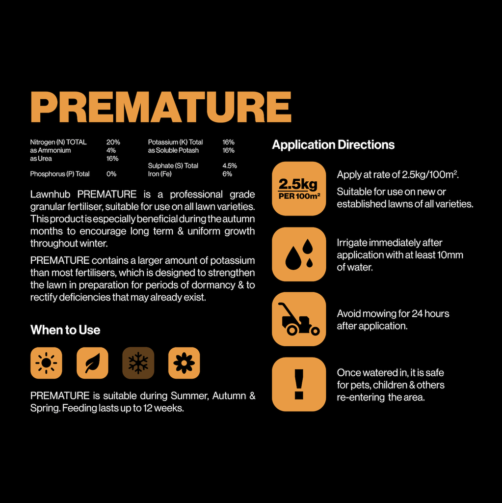Lawnhub Premature 20:0:16+6% 5kg Lawn Fertiliser  220SGN Original Size
