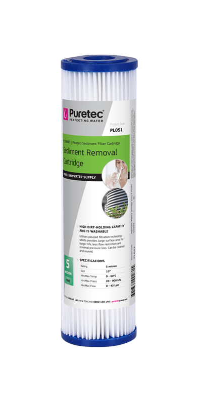 Puretec 10" x 2.5" Pleated Sediment Filter 5 Micron PL051