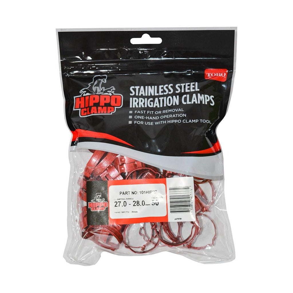 Hippo Clamp 25mm LDPE 27-28mm RED 101HIP27 (Pack of 50)