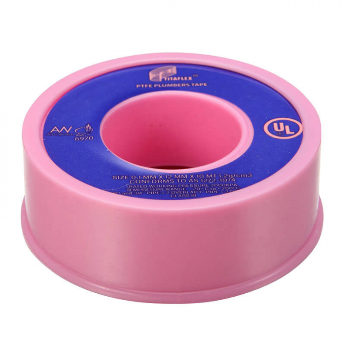Threadseal Teflon 12mm x 10m Pink