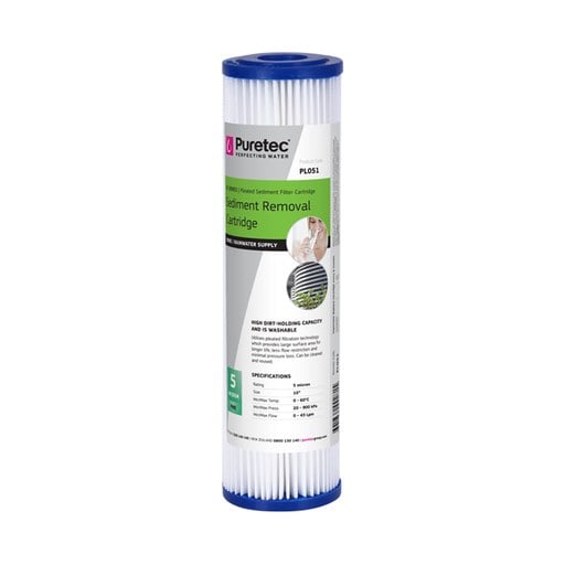 Puretec 10" x 2.5" Pleated Sediment Filter 5 Micron PL051