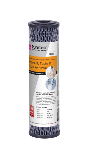 Puretec 10" x 2.5" Dual Purpose Carbon 10 Micron Filter DP101