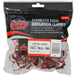 Hippo Clamp 13mm LDPE 14.5-16mm RED 101HIP14 (Pack of 100)