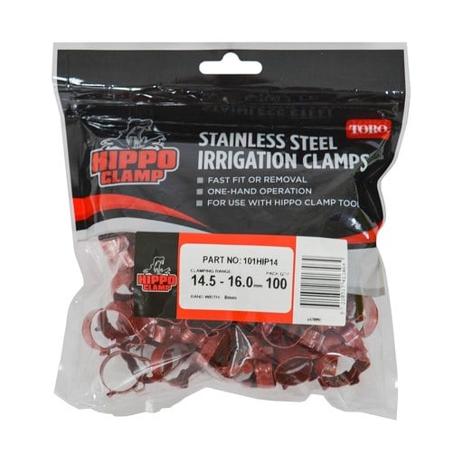 Hippo Clamp 13mm LDPE 14.5-16mm RED 101HIP14 (Pack of 100)