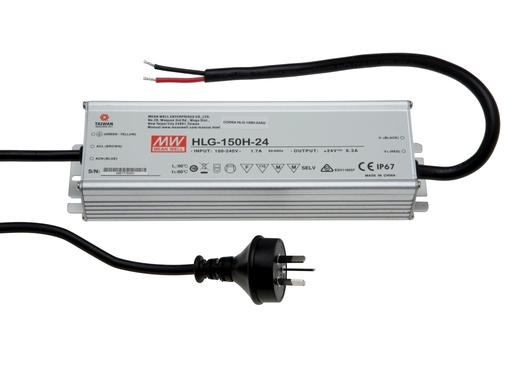 Mean Well 150W Weatherproof Driver 24V DC IP67 HLG-150H-24