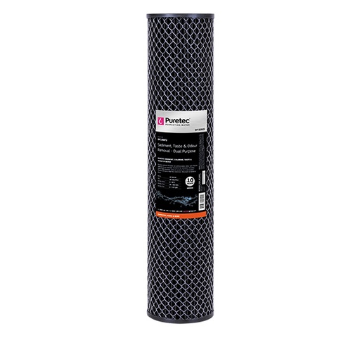 Puretec 20" x 4.5" Dual Purpose Carbon/Sediment Cartridge 10 Mircon DP10MP2